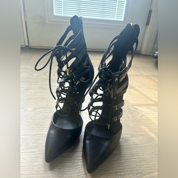 Steve Madden black lace up pointy toe Stilettos-Women's Size 8 - Picture 5 of 11